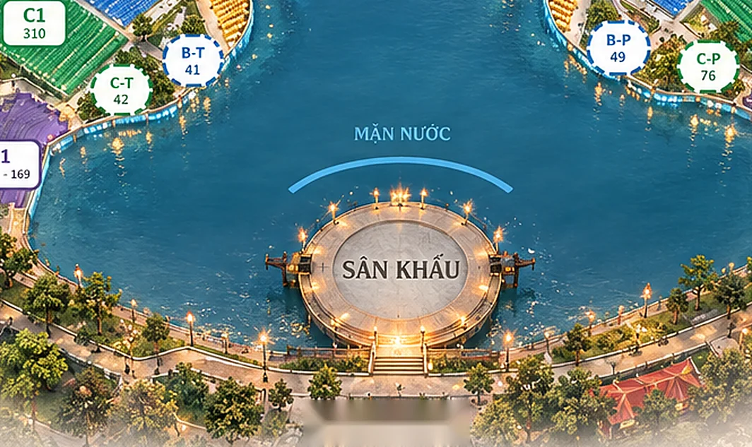 Khán đài ven hồ nhìn từ trên cao